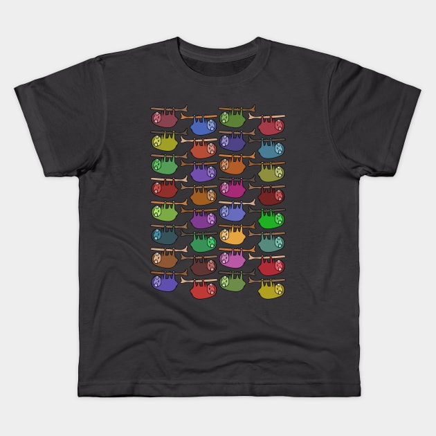 Colorful and Cute Hanging Sloth Pattern Kids T-Shirt by Davey's Designs